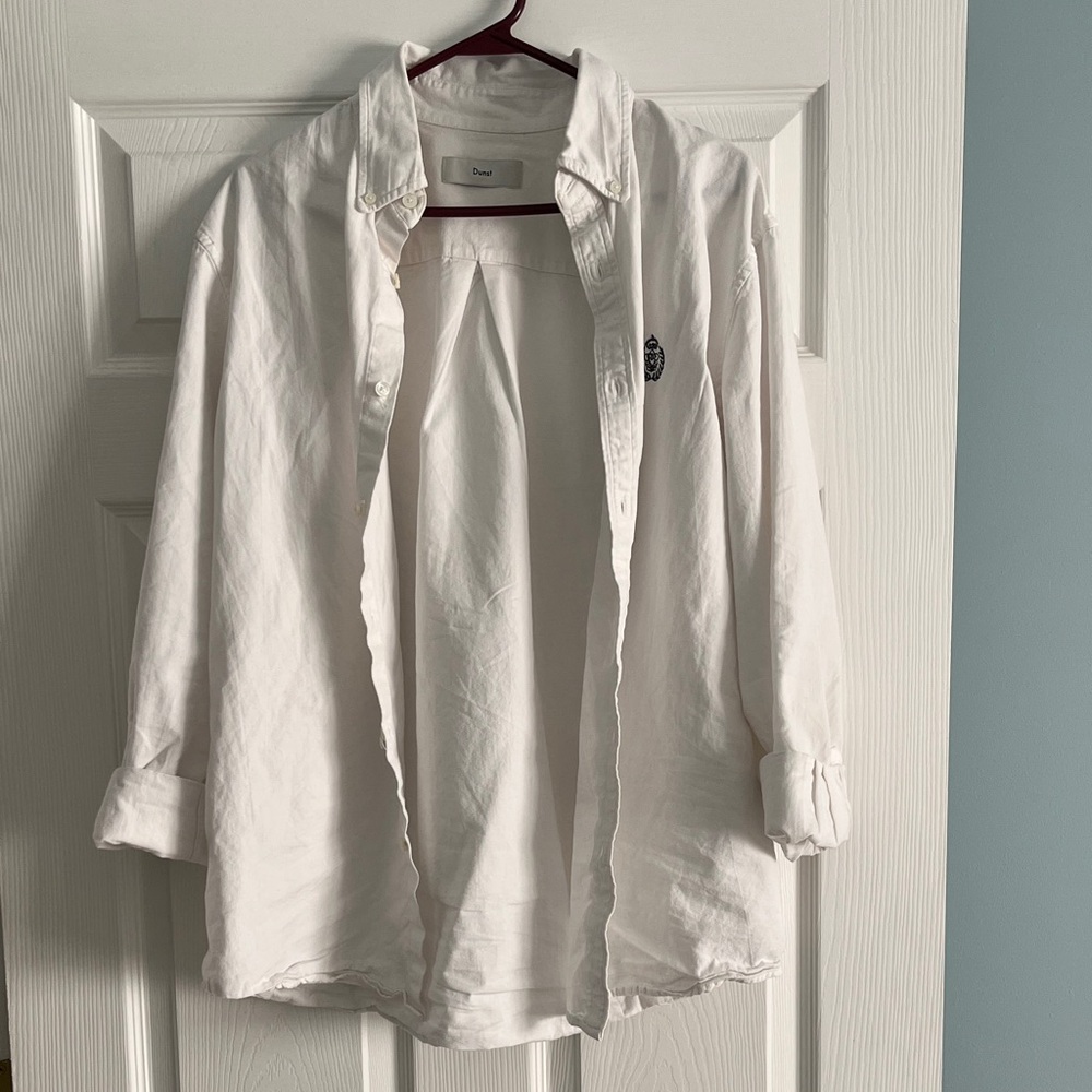 WConcept White Button-Down Shirt with Embroidered Crest